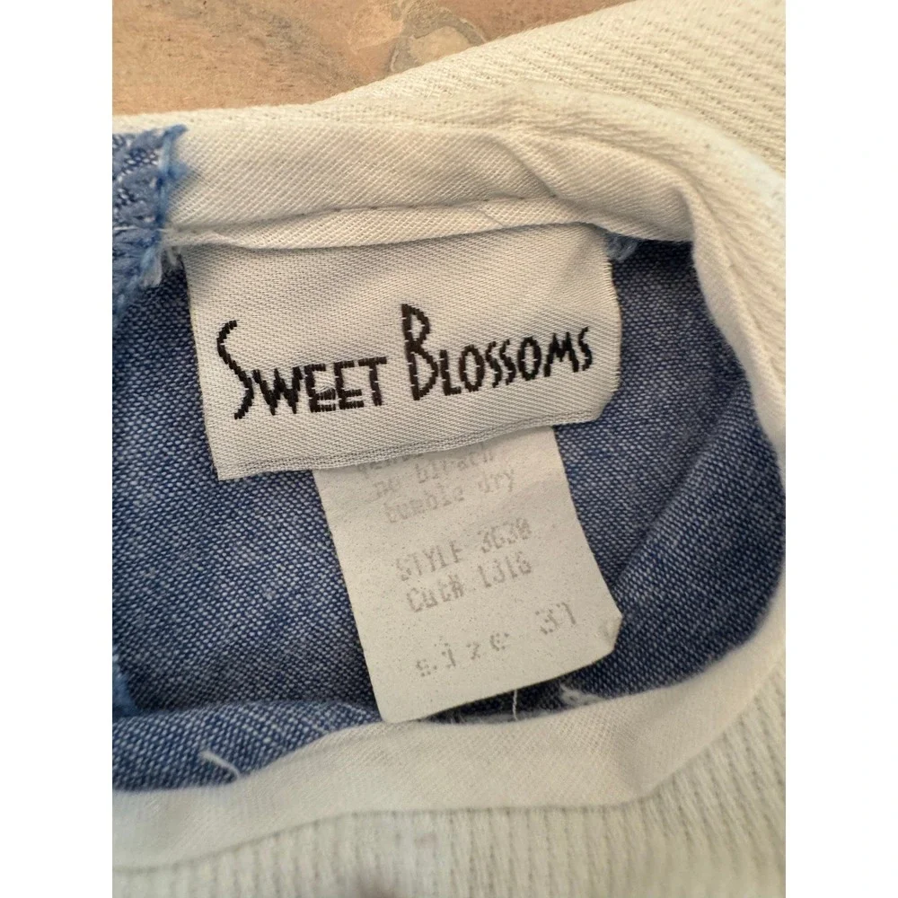 Vintage Girls Chambray Denim Dress ABC School Theme Made in USA 3T